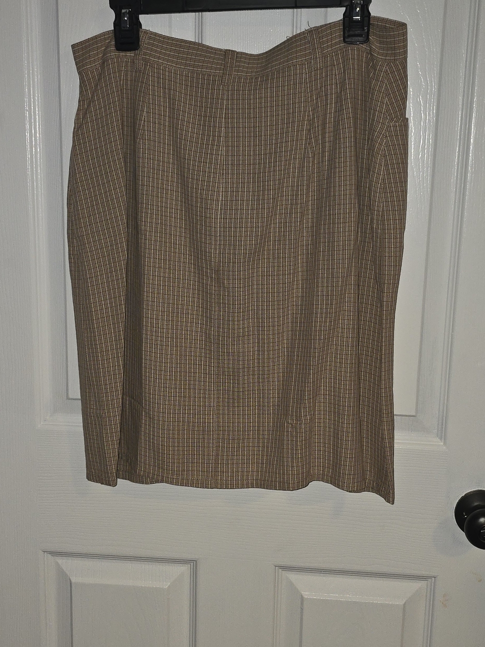 Plaid Midi Skirt in Tan